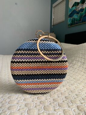 Bohemian Hippie Round All season Multicolor Wristlet Clutch Crossbody Bag